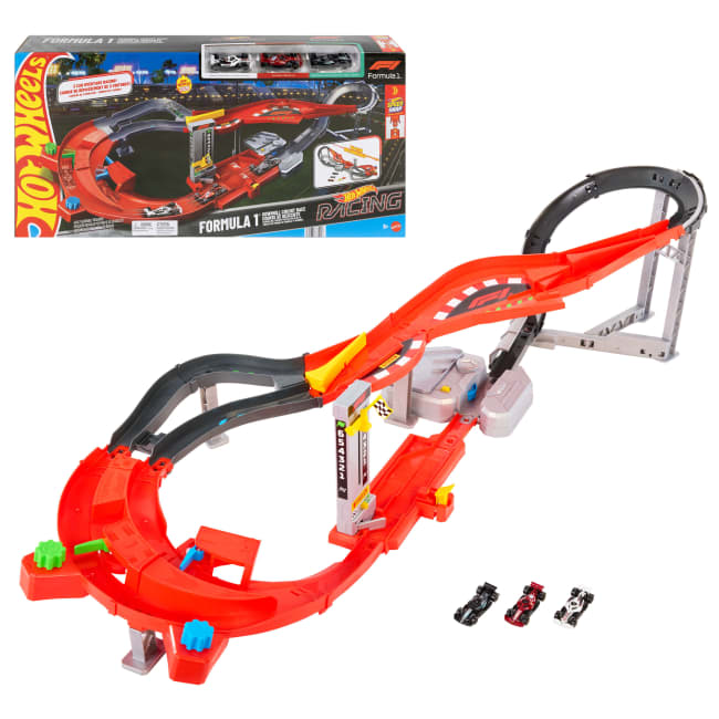 Hot Wheels Racing Formula 1 Downhill Circuit Race With 3 F1 Die-Cast Toy Cars in 1:64 Scale
