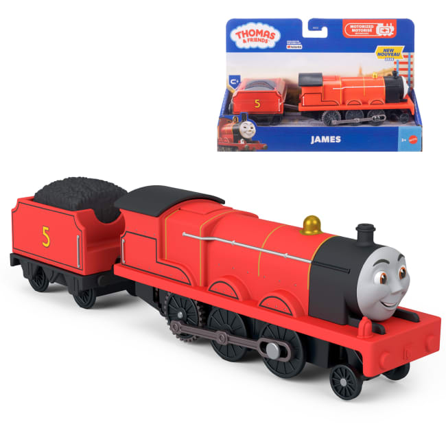 Thomas & Friends By Fisher-Price Motorized James Engine & Tender, Battery-Powered Toy Train