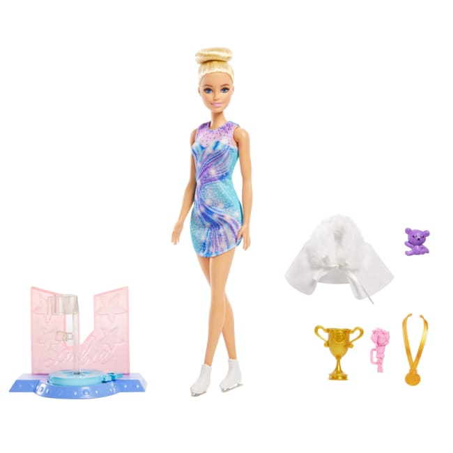 Barbie Ice Skating Doll With Spinning Platform And 5 Themed Accessories