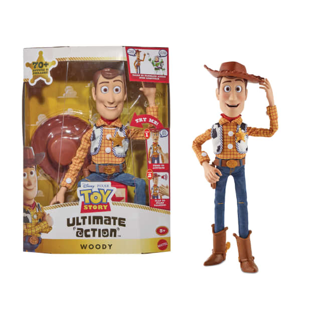 Disney And Pixar Toy Story 5 Ultimate Action Woody Figure, Simple & Animated Mode, 16 Inch Posable
