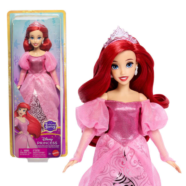 Disney Princess Enchanted Stories Ariel Fashion Doll With Sparkling Dress & Accessories, Posable