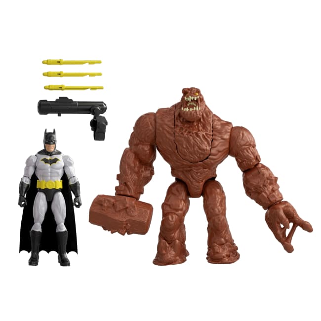 DC Premier Batman vs Clayface Pack, 6.5 Inch Super Hero And Villian With Blaster & Hammer Arm