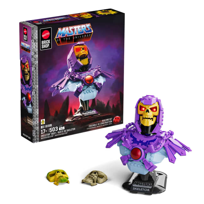 Mattel Brick Shop Masters Of The Universe Skeletor Bust Collector Building Set (503 Pieces) For Collectors