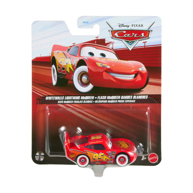 Disney And Pixar's Cars Whitewalls Lightning Mcqueen Toy Car, 1:55 Scale Die-Cast Vehicle