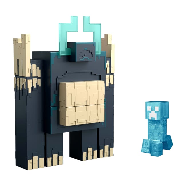 Mattel Minecraft dungeons Ii Twisted Warden Figurine Avec Variations Lumineuses et Sonores, Attaque Musclée et Effet Pixélisé