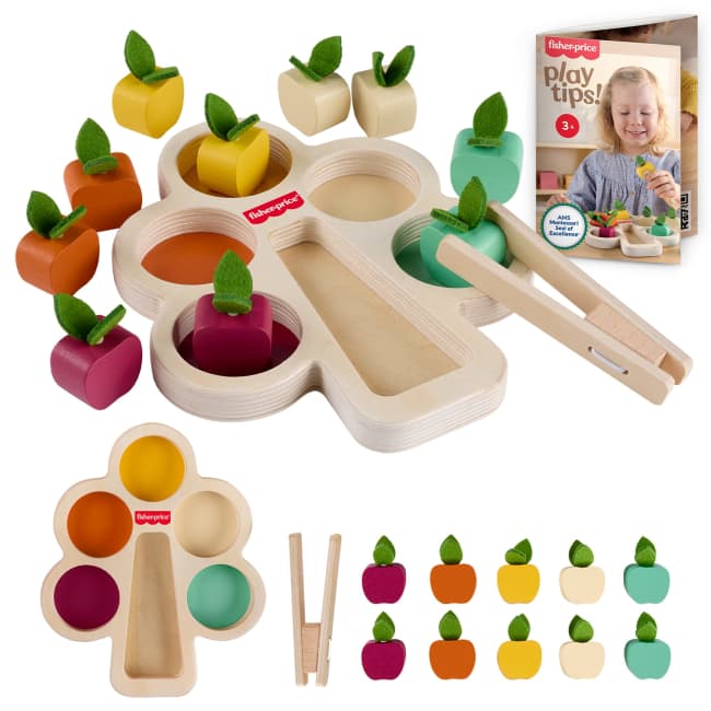 Fisher-Price Montessori Wooden Sorting Tree, Learning Toy & Play Tips For Toddlers, 12 Wood Pieces