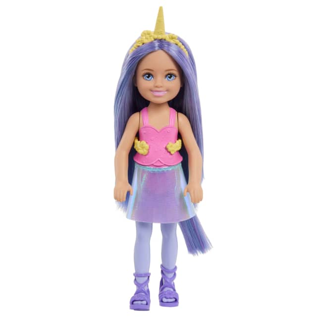 Barbie Chelsea Unicorn Small Doll With Purple Hair, Removable Tail, Shoes & Hair Accessory, 6-Inch