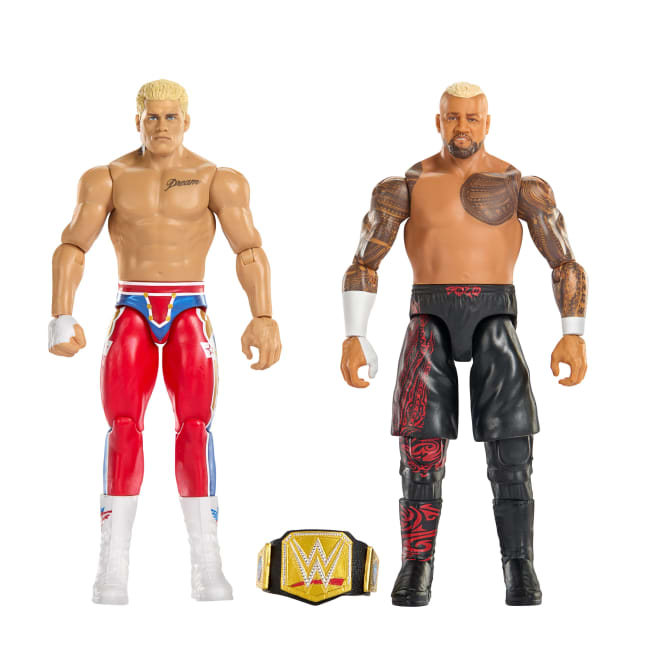 WWE Main EVent Showdown Cody Rhodes vs Solo Sikoa Action Figures Set, Series #24, 6-inch Collectibles