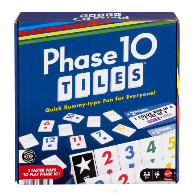 Phase 10 Tiles Game, Family Tile-Based Game With Rummy-Type Play For 2-6 Players