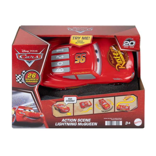 Disney And Pixar Cars Action Scene Lightning Mcqueen, Battery-Powered Toy Vehicle With Sound Effects
