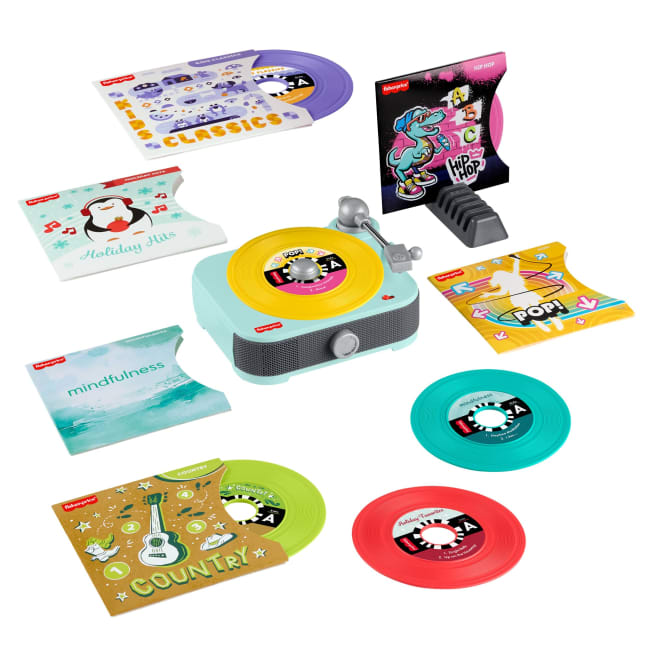 Fisher-Price Deluxe Rockin’ Record Player Musical Toy Turntable With 6 Records For Kids Ages 3+