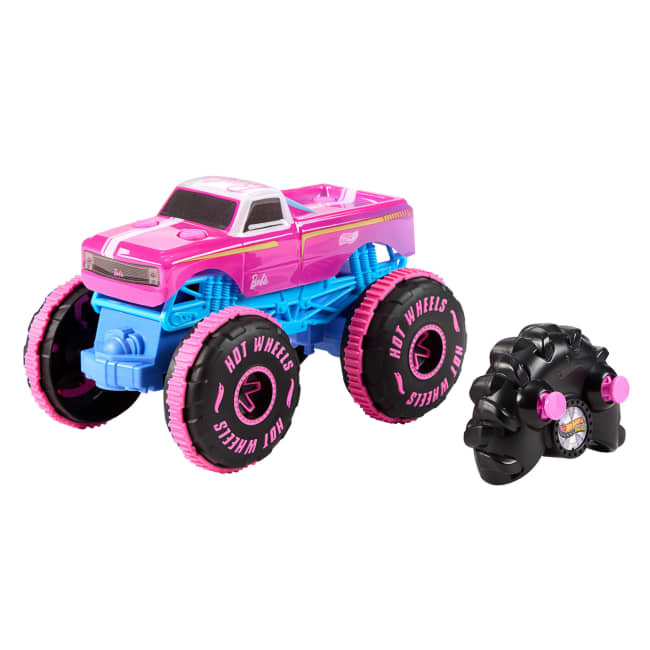 Hot Wheels Monster Trucks 1:24 Scale Barbie RC Toy Vehicle, Battery-Powered Remote-Control Truck