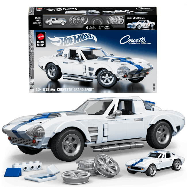 Mattel Brick Shop Hot WheelsJuguete de Construcción Elite 63 Corvette Grand Sport