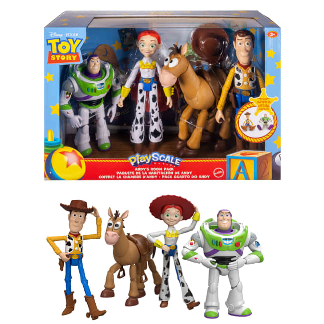 Disney And Pixar Toy Story Woody Jessie Bullseye & Buzz 7 Inch Figures, Andys Room