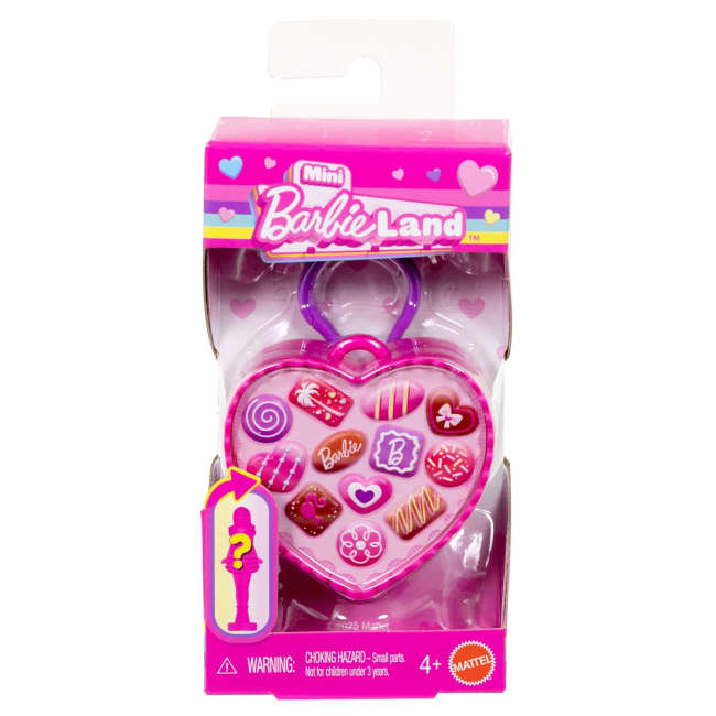 Barbie Mini Barbie Land Valentines Day Themed Dolls Collection, One 1.5-Inch Doll in “Box Of Chocolates” Container