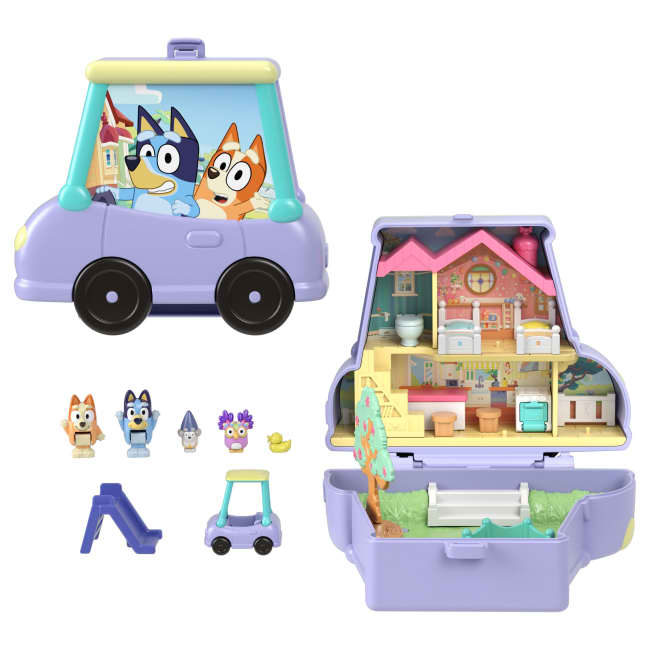 Polly Pocket Micro Dolls & Playset, Bluey Compact With 7 Accessories Including Bluey & Bingo Figures