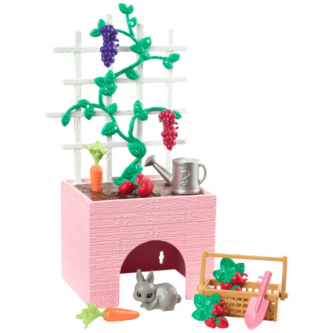 Barbie World Garden Playset With 12 Pieces Including Planter, Bunny Figure, Food & More