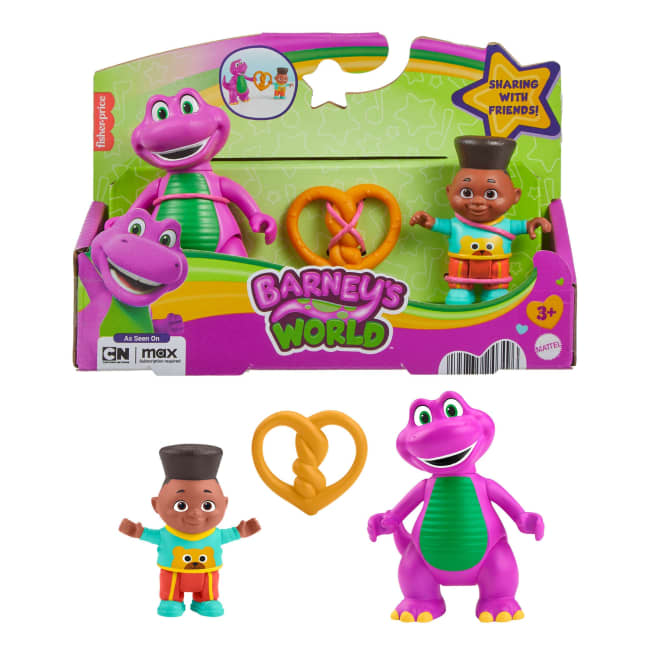 Fisher-Price Barney's World Barney's Friend David & Barney Figure Set For Kids, 3 Toys