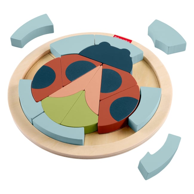 Fisher-Price Tiny Garden Wooden Lady Bug Jigsaw Puzzle For Kids Developmental Play, 18 Wood Pieces