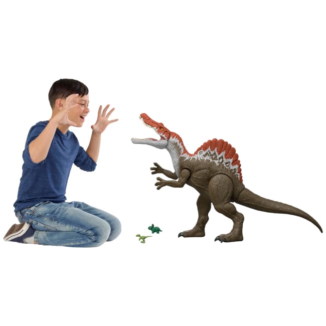 Jurassic World Super Colossal Spinosaurus Pack, 36 inch Long Dinosaur Toy & 2 Mini Figures