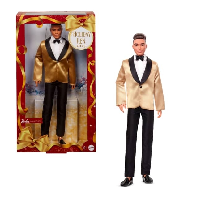Barbie Signature 2025 Holiday Blonde Ken Collectible Fashion Doll Wearing Full Suit With Golden Jacket