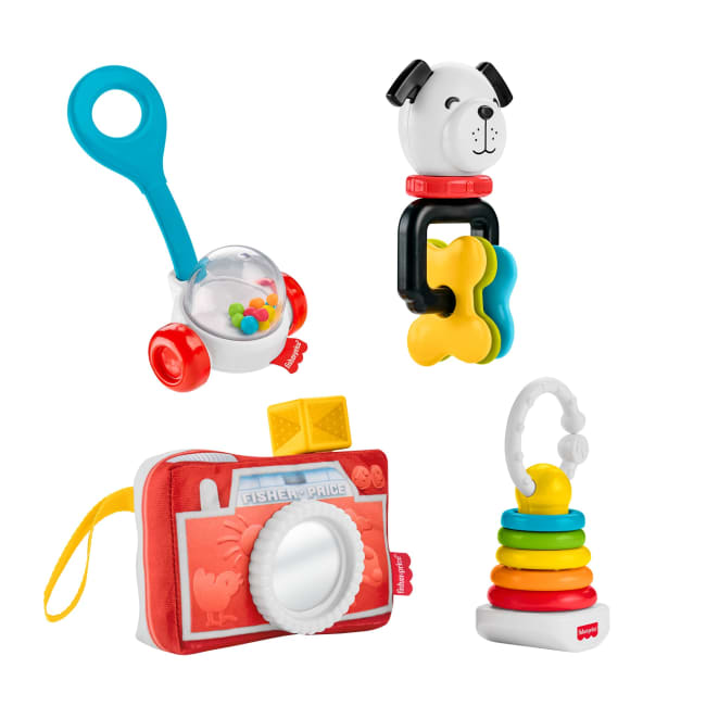 Fisher-Price Newborn Classics 4 Pack, Baby Sensory Activity Toys For Developmental Play