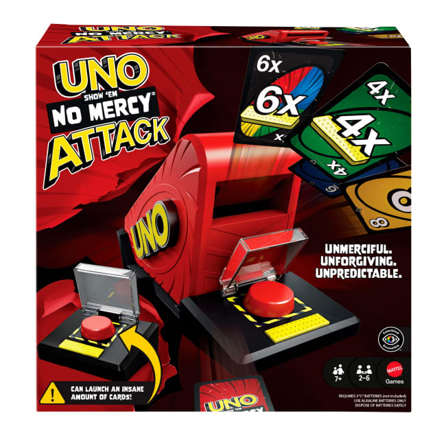 UNO Show ‘Em No Mercy Attack Card Game With Card Launcher For Kids, Fans, Adults & Family Night