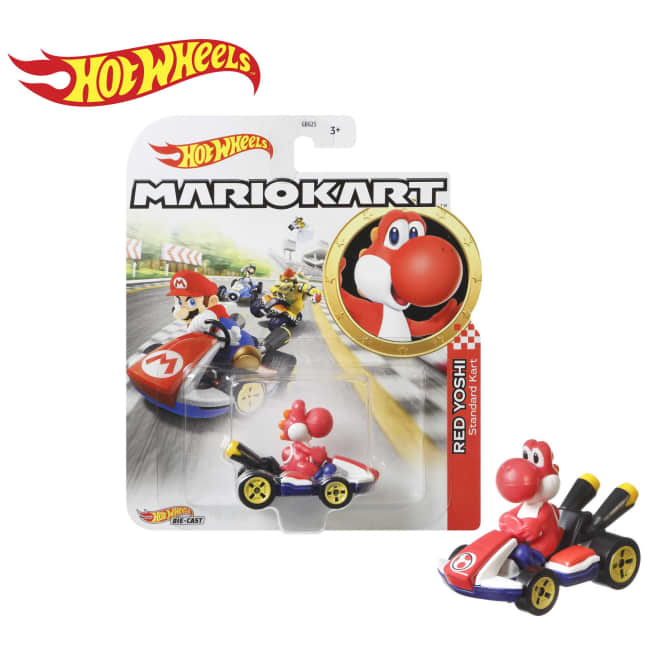 Hot Wheels Mario Kart Vehículo de Juguete Yoshi Rojo Estándar Kart