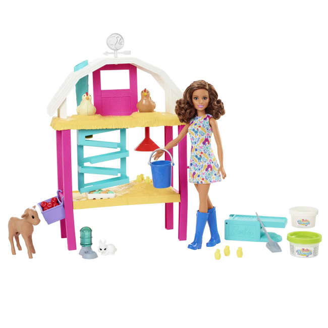 Barbie Coffret Barbie à La Ferme, Poupée Barbie Brune