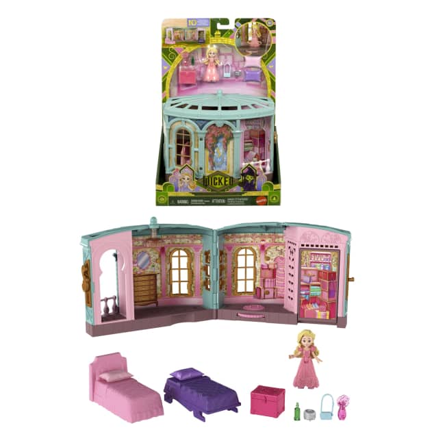 Universal Pictures’ Wicked So Popular Dorm Small Doll Playset With 3 Play Spaces & 10 Total Pieces