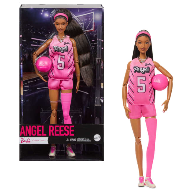 Angel Reese Barbie Doll, Barbie Signature, Fashion Doll With Pink Basketball Uniform