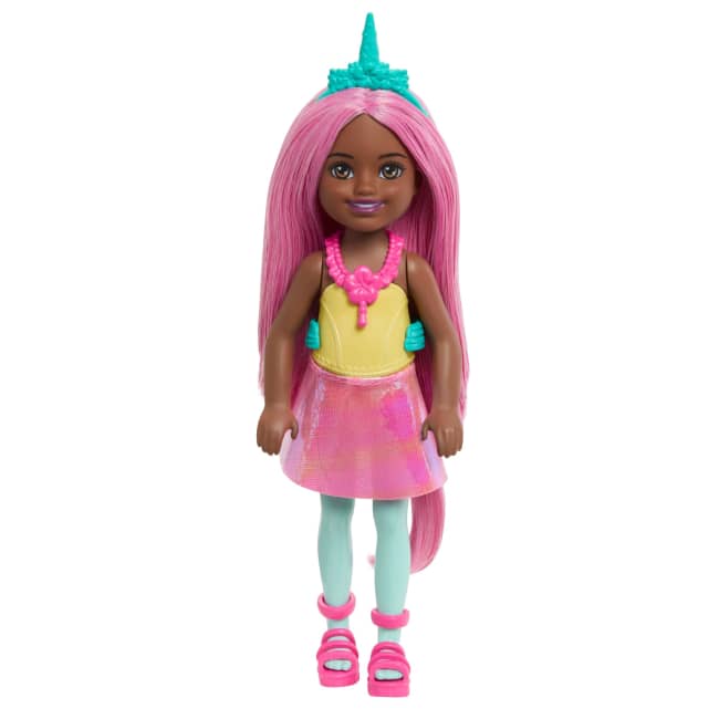 Barbie Chelsea Unicorn Small Doll With Pink Hair, Removable Tail, Shoes & Hair Accessory, 6-Inch Toy
