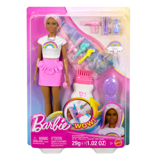 Barbie Rainbow Sparkle Hair Fashion Doll With Extra-Long Hair And 12 Styling Accessories