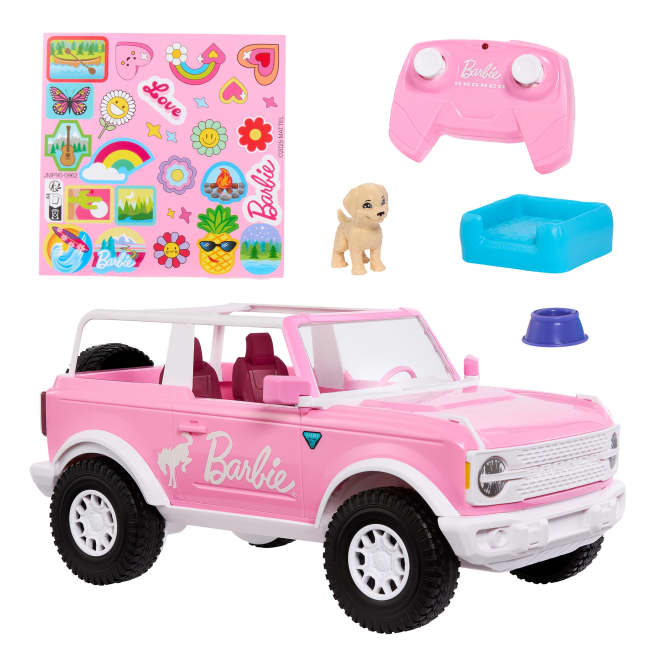 Hot Wheels RC Barbie Ford Bronco RC, Battery-Powered Remote-Control Toy Car With Accessories