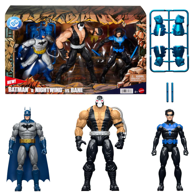 DC Premier Batman & Nightwing vs Bane Pack 6.5 Inch Scale Action Figures, Accessories