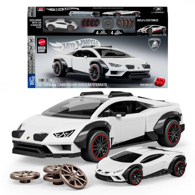 Mattel Brick Shop Hot Wheels Jogo de Construção Speed Lamborghini Huracan Sterrato