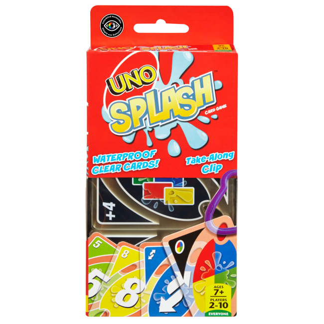 Jeu de Cartes Uno Splash™ Portatif Avec Cartes en Plastique Imperméables et Agrafe