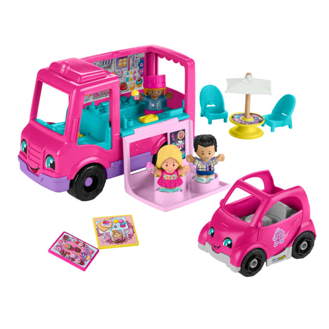 Fisher-Price Little People Barbie Cupcake Truck Musical Toddler Playset With 9 Play Pieces