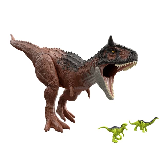 Jurassic World Super Colossal Carnotaurus Dinosaur Figure & 2 Minis, 39 inch Articulated Toy