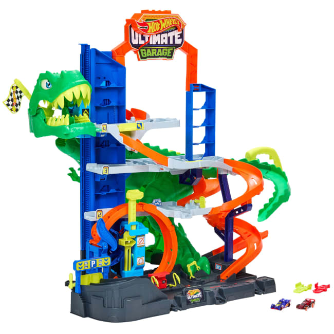 Hot Wheels City-Garage T-Rex Ultime-Garage Avec 2 Véhicules