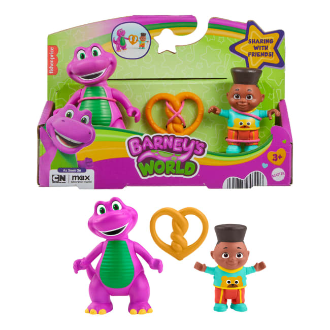 Fisher-Price Barney's World Barney's Friend David & Barney Figure Set For Kids, 3 Toys