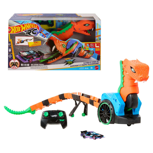 Hot Wheels Let's Race Slither ‘n Strike RC & 1 Toy Car, Battery-Powered Remote-Control Vehicle