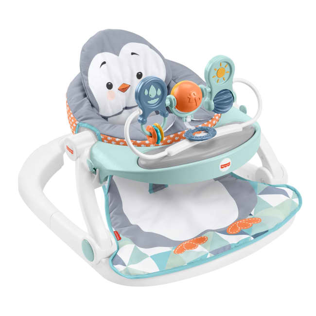 Fisher-Price Sit-Me-Up Floor Seat Portable Baby Chair With Snack Tray & Toys, Penguin Island