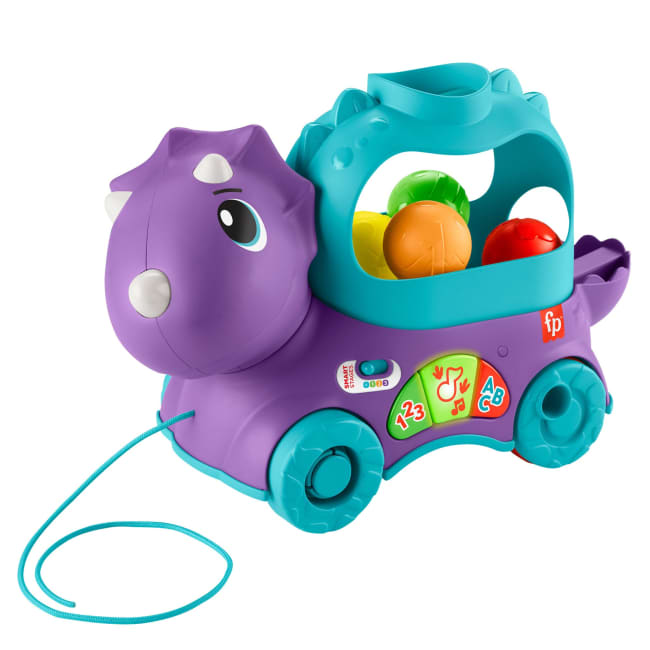 Fisher-Price Poppin’ Triceratops Dinosaur Interactive Musical Learning Toy For Toddlers, 4 Balls