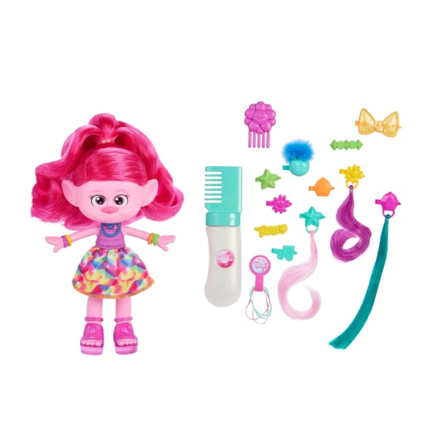 Dreamworks Trolls Band Together Hair-Tastic Queen Poppy Fashion Doll & 15+ Hairstyling Accessories