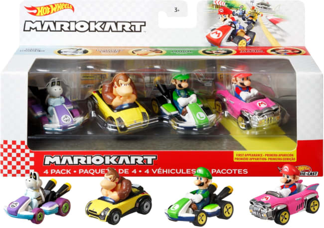 Hot Wheels Mario Kart Veículo de Brinquedo Pacote surpresa com 4 carros
