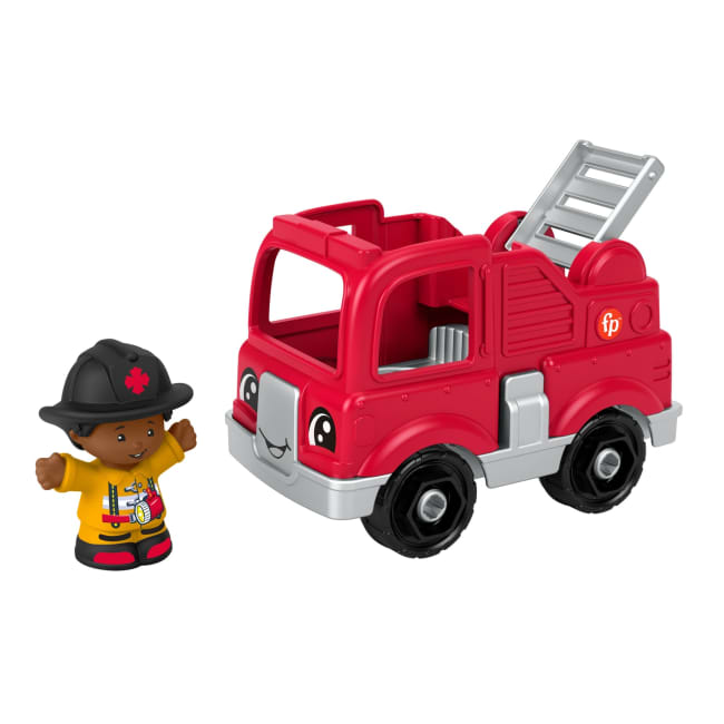Fisher-Price Little People Toy Firetruck & Firefighter Figure Set For Toddlers, 2 Pieces