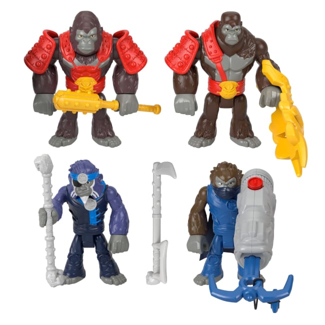 Imaginext Boss Level Gorilla vs Monkey Army Action Figure Set With Accessories, 9-Pack