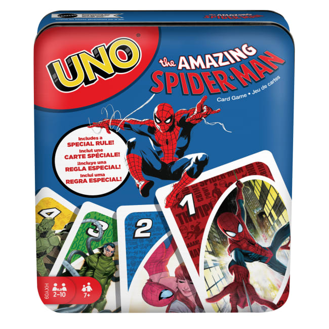 UNO The Amazing Spider-Man Card Game in Storage & Travel Tin For Kids, Adults & Family Night
