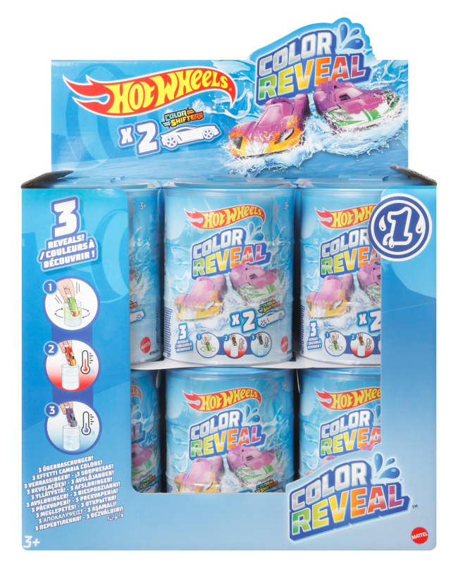 Hot Wheels Color Reveal, Set Of 2 1:64 Scale Vehicles With Surprise Reveal & Color-Change Feature
